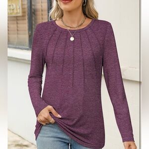 Pleated long sleeve blouse